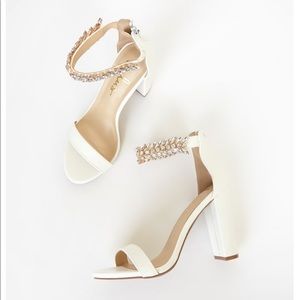 Lulus Mylan White Ankle Strap Heels